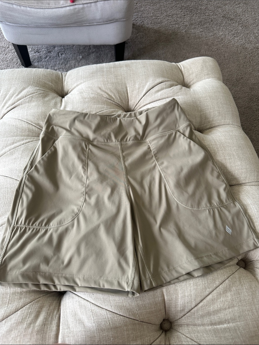 Women's Khaki Performance Athletic Shorts with Front Pockets